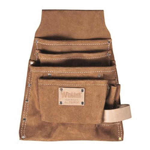 WIND-LOCK Wind-lock Split Leather Tool Pouch, 4 Pocket, Right Handed 