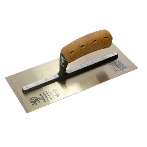  NELA Chrome Stainless-Steel Finishing Trowel, 11in x 4-3/4in, w/ Cork Handle 