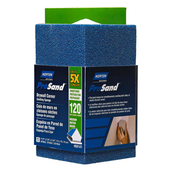 NORTON Norton ProSand Drywall Corner Sponge, Medium Grit, 4-1/2in x 2-3/4in 