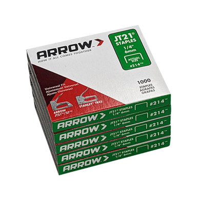 Arrow Fastener JT21 1/4in Flat Crown Staples, 5000/pk - Wind-lock
