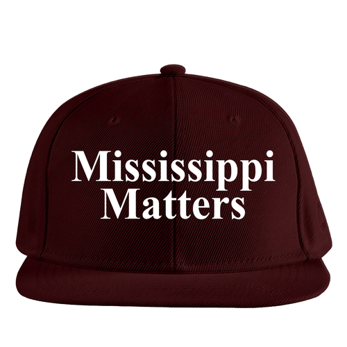 Mississippi Matters - White (Maroon Baseball Cap)
