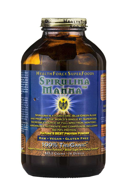 Spirulina Manna Powder, 16 oz glass jar - HealthForce Nutritionals