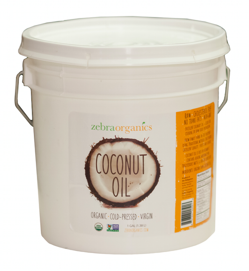 Virgin, Raw 1 gallon Organic Coconut Oil Tub - Zebra Organics