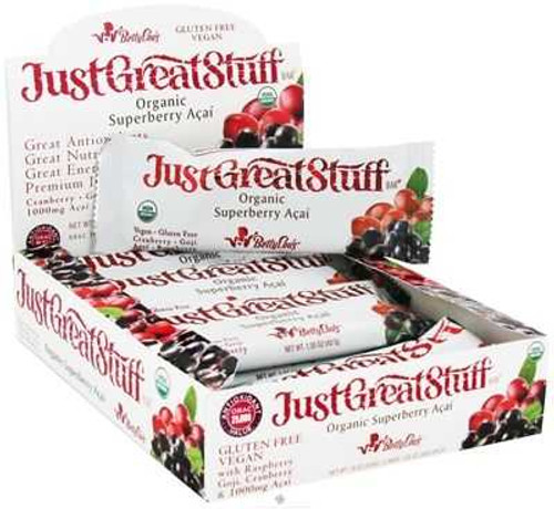 Betty Lous Organic Just Great Stuff Bars, Superberry Acai - box of 12