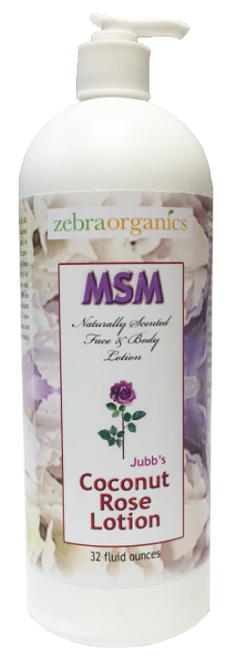 Jubb's Coconut Rose MSM Lotion, 32 oz - Zebra Organics