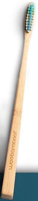 Toothbrush, Super Soft Bamboo Slim, White/Blue - WooBamboo