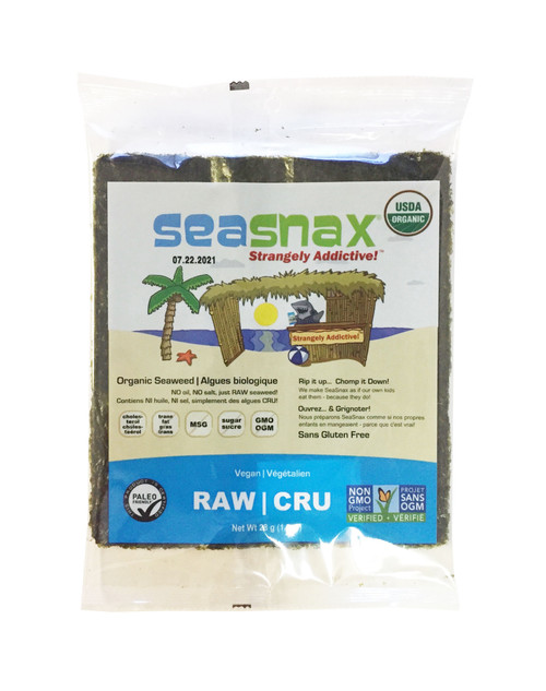 Raw Nori Seaweed Sheets, Unflavored, Organic 28g (10 sheets) - SeaSnax