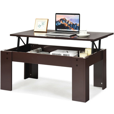 Lift Top Coffee Pop-UP Cocktail Table-Brown - Color: Brown D681-HW64428BN