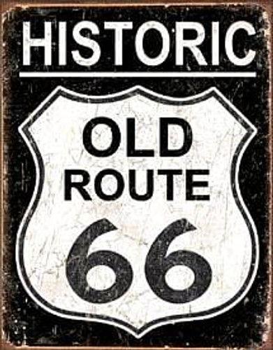 Tin Sign Old Route 66 - Weathered Q484-034-1938