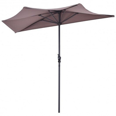 9' Half Round Patio Umbrella Sunshade without Weight Base - Color: Tan - Size: 9 ft D681-OP2954CF