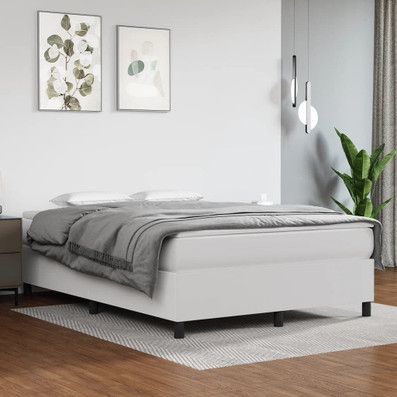 vidaXL Box Spring Bed Frame White 53.9"x74.8" Full Faux Leather A949-3121076