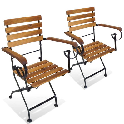 vidaXL Folding Patio Chairs 2 pcs Steel and Solid Wood Acacia A949-316833
