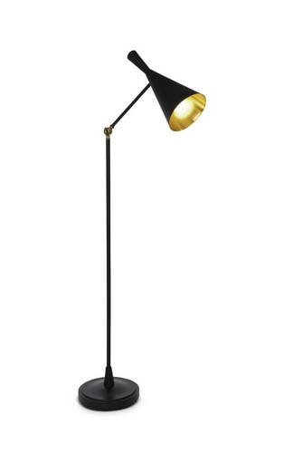 60" Black Adjustable Floor Lamp With Black And Gold Cone Shade N270-488339