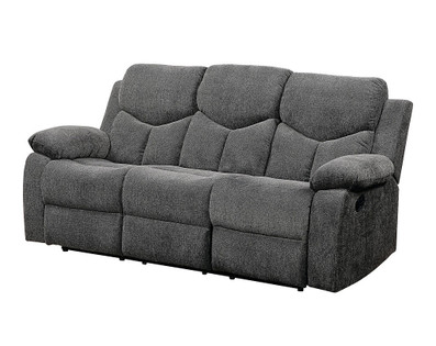 82" Gray Chenille And Black Sofa N270-491322