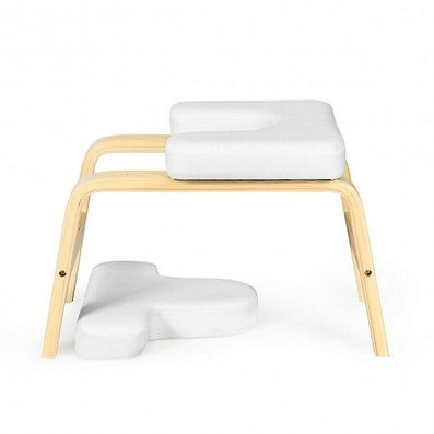 Yoga Headstand Wood Stool with PVC Pads-White - Color: White D681-HB86765WH