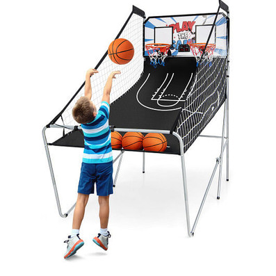 Foldable Dual Shot Basketball Arcade Game with Electronic Scoring System - Color: Black D681-SP37878