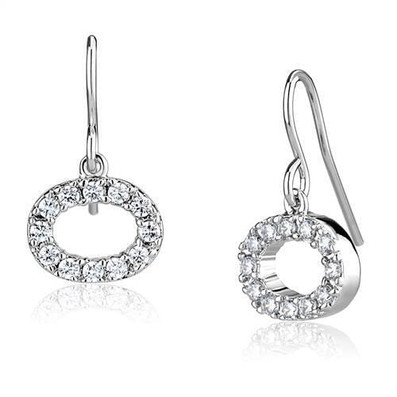 3W1278 - Rhodium Brass Earrings with AAA Grade CZ  in Clear A874-3W1278