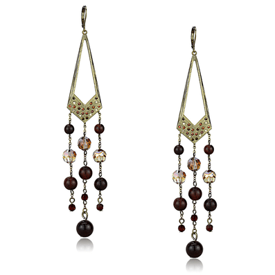 LO4186 - Antique Copper Brass Earrings with Assorted  in Multi Color A874-LO4186