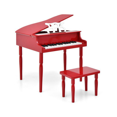 30-Key Wood Toy Kids Grand Piano with Bench and Music Rack-Red - Color: Red D681-MU10035RE 30-Key Wood Toy Kids Grand Piano with Bench and Music Rack-Red - Color: Red D681-MU10035RE