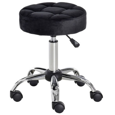 Black Button Tufted Adjustable Rolling Massage Swivel Salon Stool Q280-HAOM5033