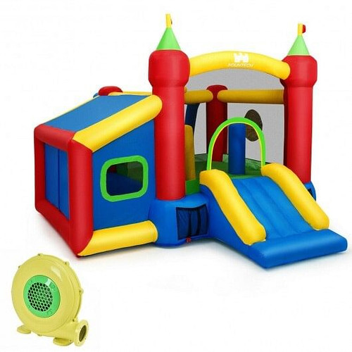 7-in-1 Kids Inflatable Bounce House with Ocean Balls and 480W Blower B593-OP70143