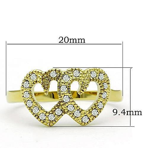 TK1398 - IP Gold(Ion Plating) Stainless Steel Ring with Top Grade Crystal  in Clear A874-TK1398