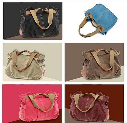 Color: Chocolate Mint - ARM CANDY Handy Natural Canvas Handbag K290-4065492933
