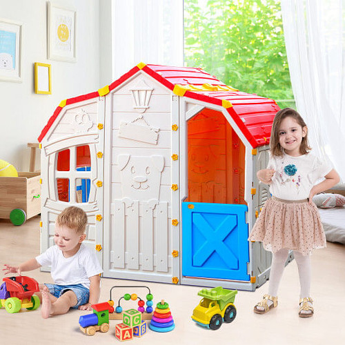 Cottage Kids Playhouse with Openable Windows and Working Door B593-TY345988