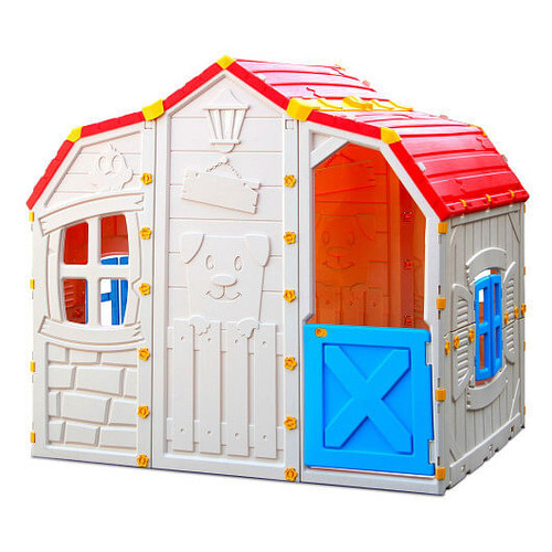 Cottage Kids Playhouse with Openable Windows and Working Door - Color: Multicolor D681-TY345988