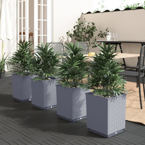 vidaXL Planters 4 pcs Dark Gray 11.8"x11.8"x14.6" Polypropylene A949-364185