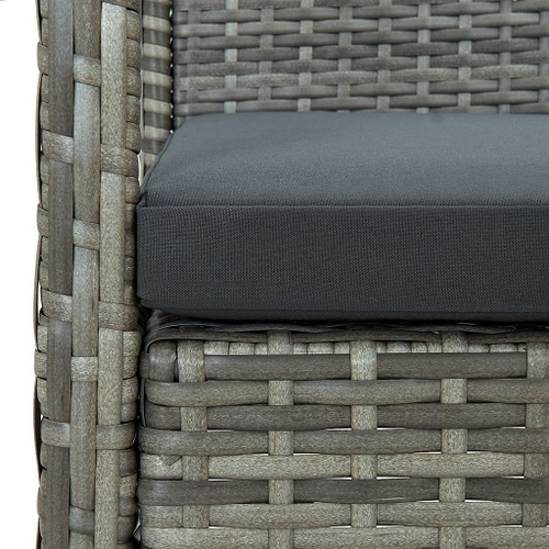 vidaXL 3-Seater Patio Sofa with Cushion Gray Poly Rattan A949-45792