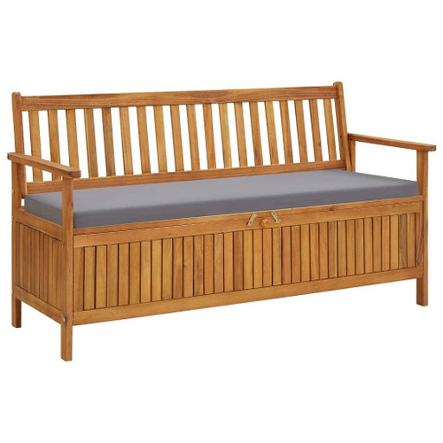 vidaXL Patio Storage Bench with Cushion 58.3" Solid Acacia Wood A949-310277