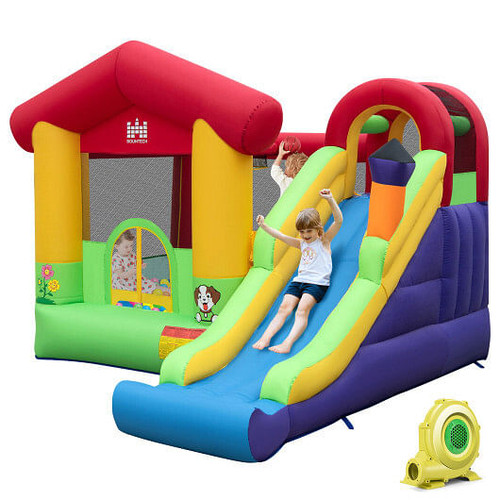 Inflatable Bounce House with Ocean Balls and 735W Air Blower - Color: Multicolor D681-NP10802US