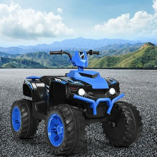 12V Kids Ride on ATV with LED Lights and Treaded Tires and LED lights-Navy - Color: Navy D681-TY327798NY