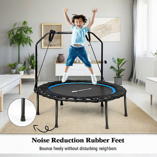 40 Inch Foldable Fitness Rebounder with Resistance Bands Adjustable Home-Blue - Color: Blue D681-TW10010BL