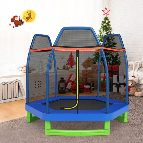 7 Feet Kids Recreational Bounce Jumper Trampoline-Blue - Color: Blue D681-TW10053BL