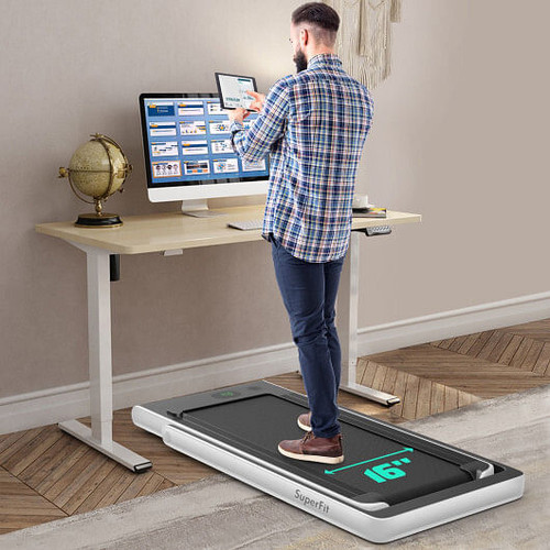 2.25HP 2 in 1 Folding Treadmill with APP Speaker Remote Control-White - Color: White - Size: 2-2.75 D681-SP37914US-WH