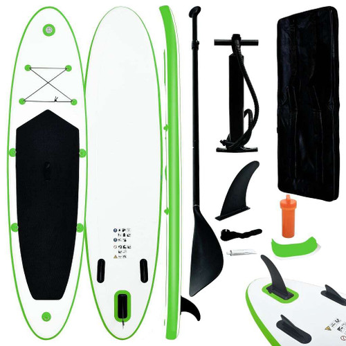 vidaXL Inflatable Stand Up Paddleboard Set Green and White A949-92731