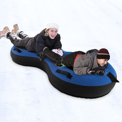 80 Inch 2-Person Inflatable Snow Sled for Kids and Adults-Blue - Color: Blue D681-SP38131-BL