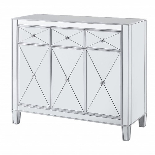 Glamorous Mirrored Bling Three Door Accent Cabinet N270-401708