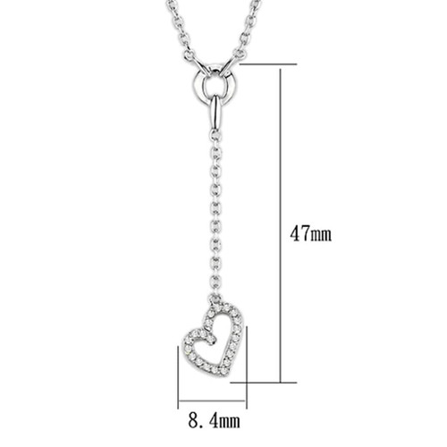 3W425 - Rhodium Brass Necklace with AAA Grade CZ  in Clear A874-3W425