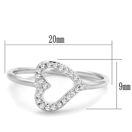 3W866 - Rhodium Brass Ring with AAA Grade CZ  in Clear A874-3W866
