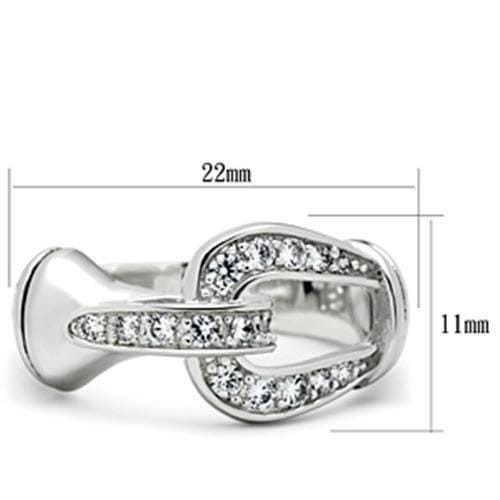 SS050 - Silver 925 Sterling Silver Ring with AAA Grade CZ  in Clear A874-SS050