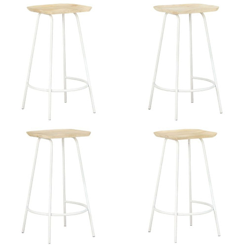 Bar Stool Set of 4 Bleached wood and white A949-320650  Bar Stool Set of 4 Bleached wood and white A949-320650