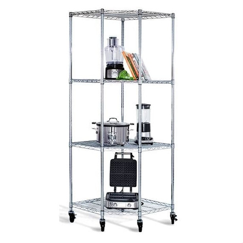 Heavy Duty 4-Tier Corner Storage Rack Shelving Unit with Casters Q280-TCSRCHE1559581