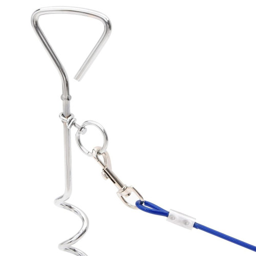 Dog Tie Out Cable Blue Galvanized Iron, Steel Wire, PVC A949-4003379