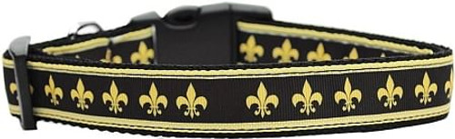 Black and Gold Fleur de Lis Nylon Cat Collar S528-125-159 CT