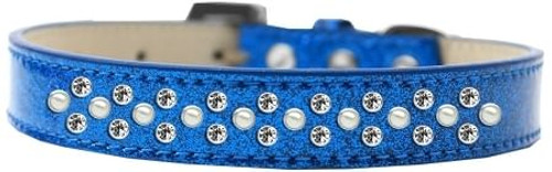 Sprinkles Ice Cream Dog Collar Pearl and Clear Crystals Size 14 Blue S528-616-12 BL-14