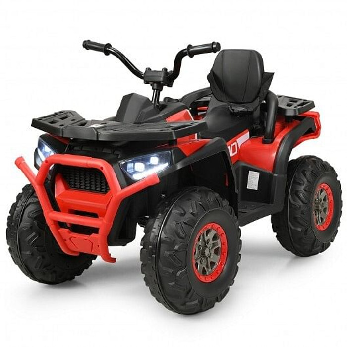 12 V Kids Electric 4-Wheeler ATV Quad with MP3 and LED Lights-Red - Color: Red D681-TY327802RE+