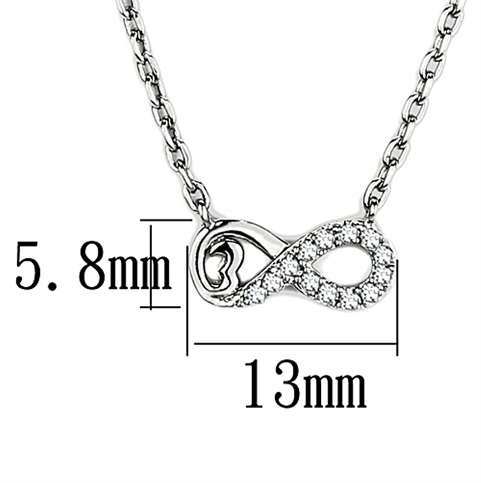 3W418 - Rhodium Brass Necklace with AAA Grade CZ  in Clear A874-3W418
